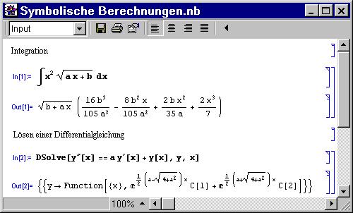 Beispiel symbolische Berechnungen